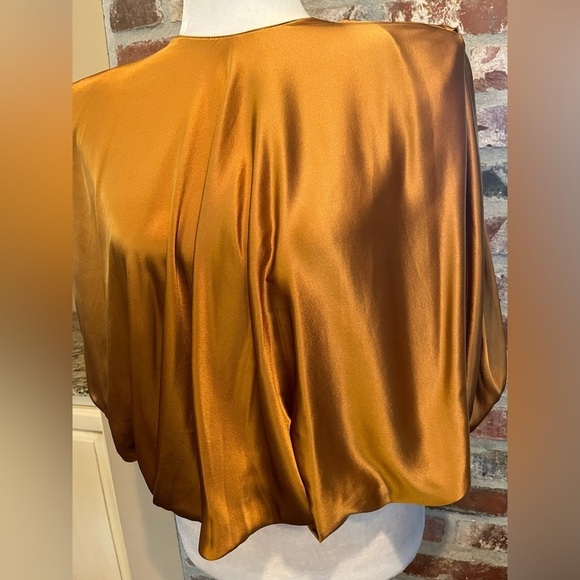 AMANDA UPRICHARD Odessa Silk Top In Antique Bronze | size XS - Picture 3 of 14